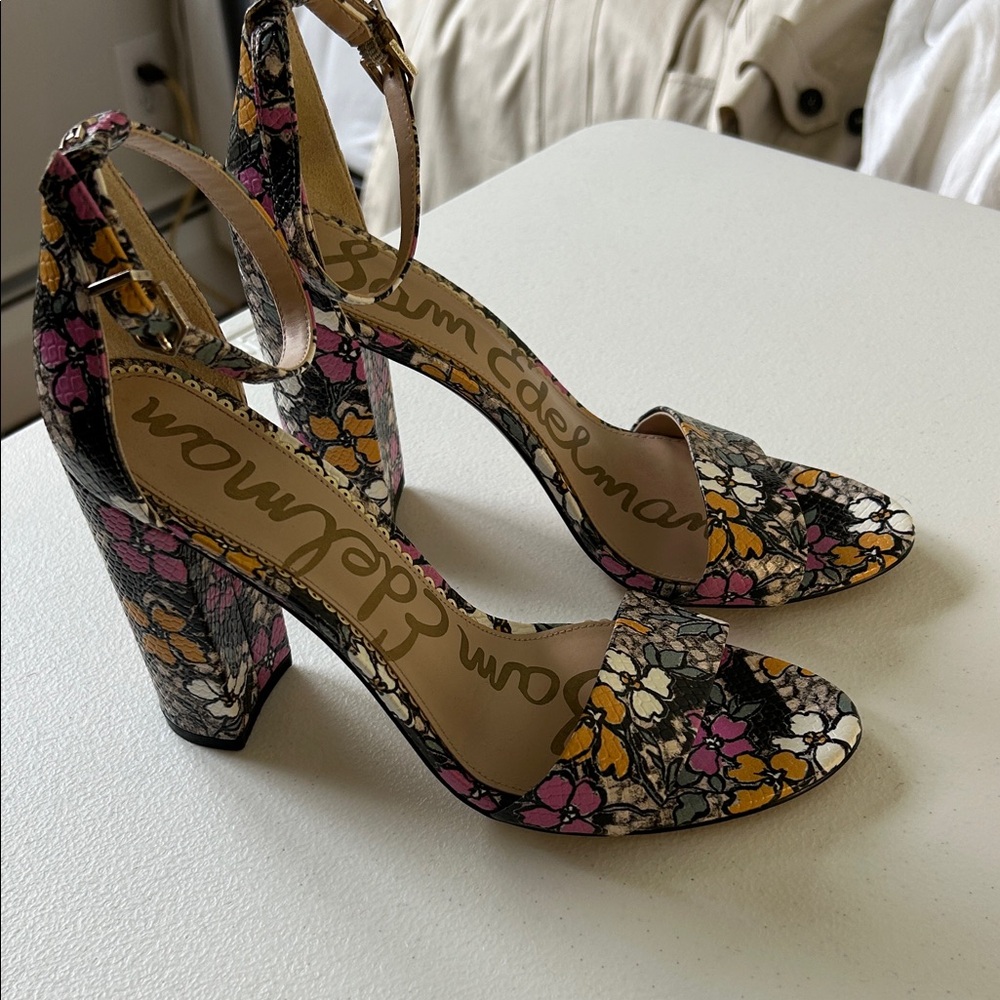Sam Edelman Floral Yaro Block Heel Sandals 8M